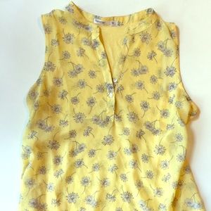 Sheer yellow top with flowers